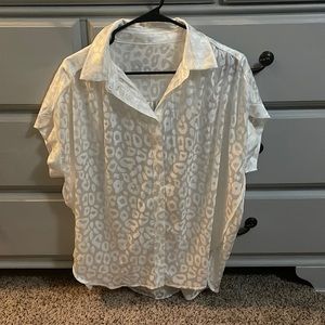 White Cheetah Blouse